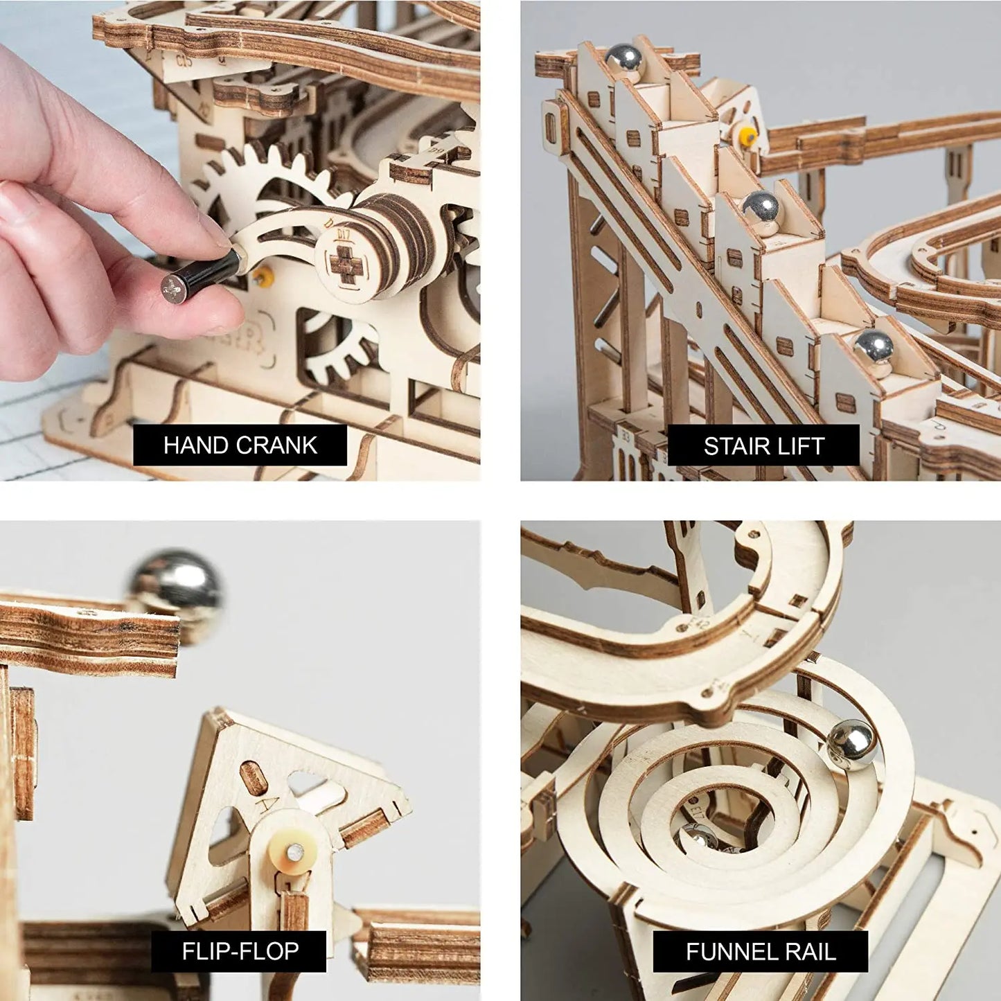 Circuit à billes mécanique Lift Coaster – Puzzle 3D en bois