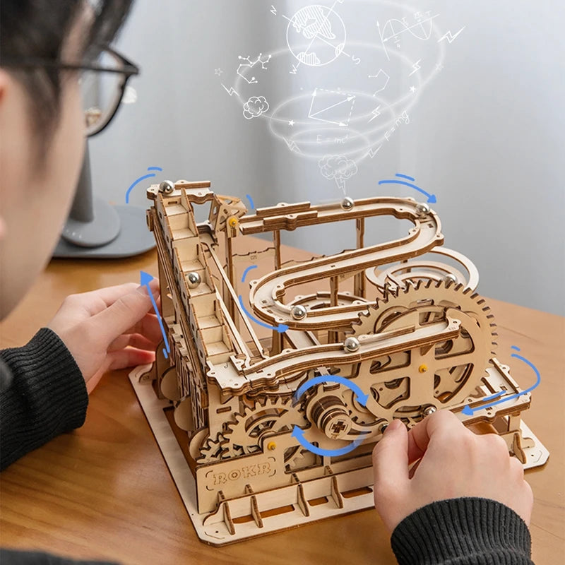 Circuit à billes mécanique Lift Coaster – Puzzle 3D en bois