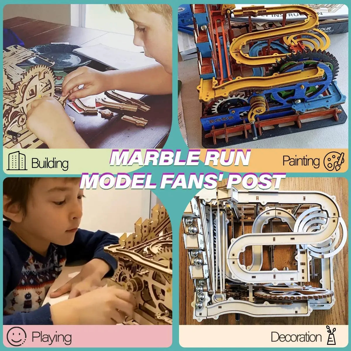 Circuit à billes mécanique Lift Coaster – Puzzle 3D en bois