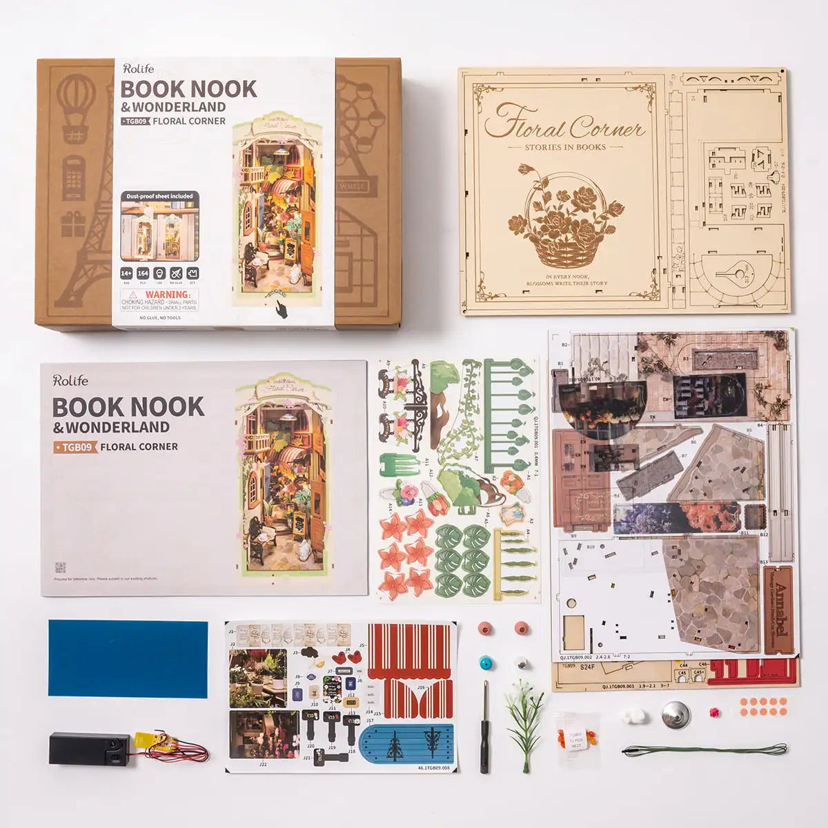 Book Nook Floral Corner – Diorama miniature LED TGB09