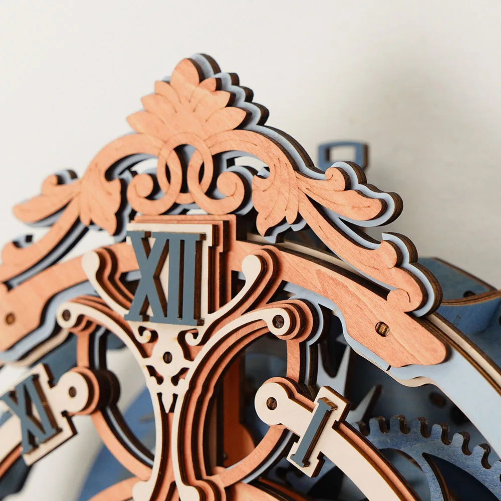 Horloge murale mécanique en bois à assembler