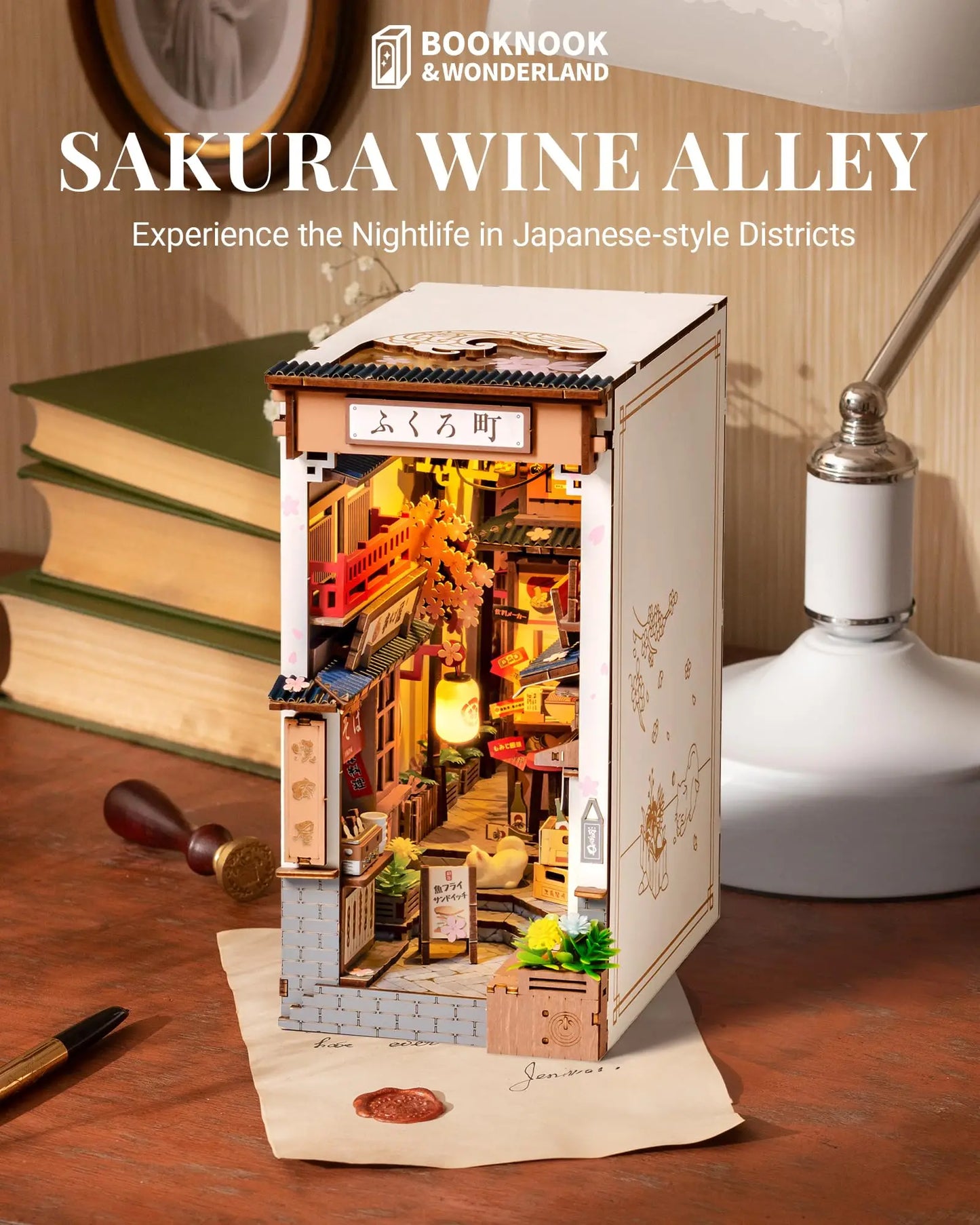 Book Nook Sakura Wine Alley – Diorama miniature LED TGB11