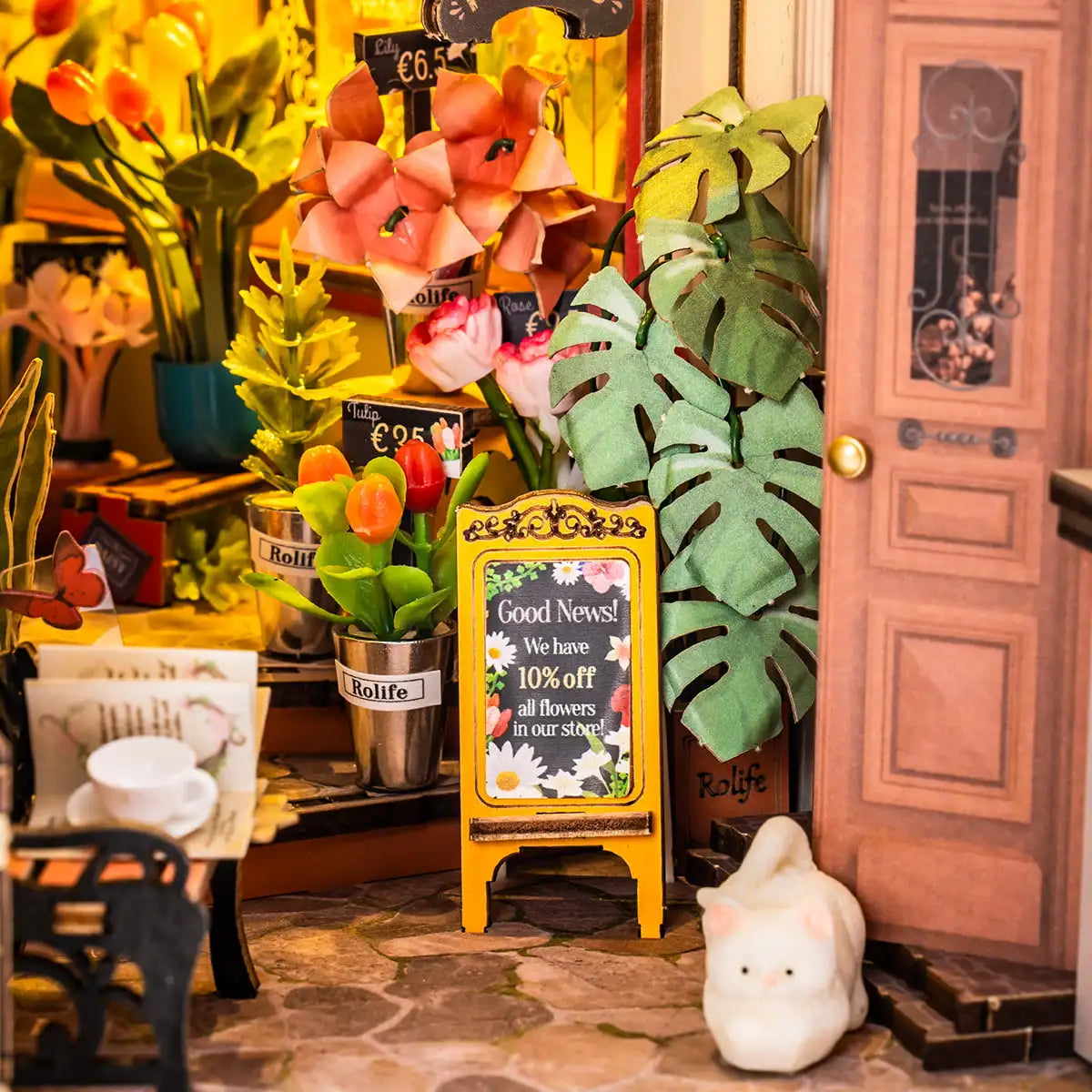 Book Nook Floral Corner – Diorama miniature LED TGB09