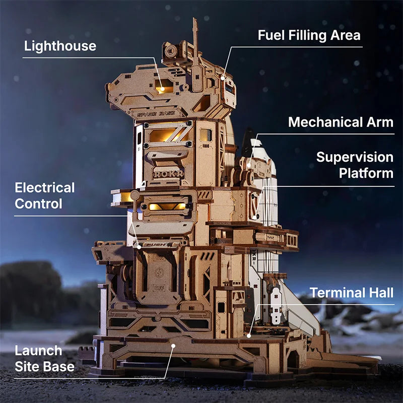 Fusée mécanique – Puzzle 3D ROKR Space Shuttle avec tour de lancement