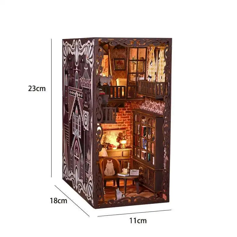 Book Nook Bibliothèque Enchantée – Diorama miniature LED en bois à assembler