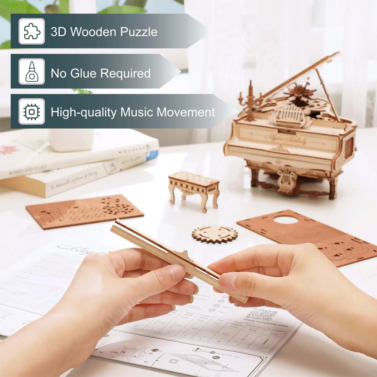Piano mécanique magique – Boîte à musique Puzzle 3D