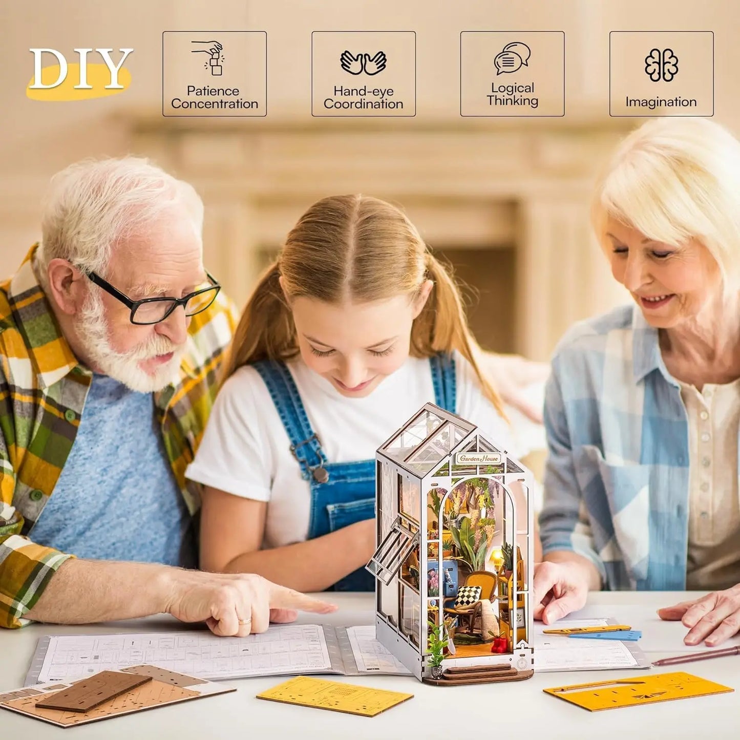 Book Nook Holiday Garden House – Diorama miniature LED TGB06
