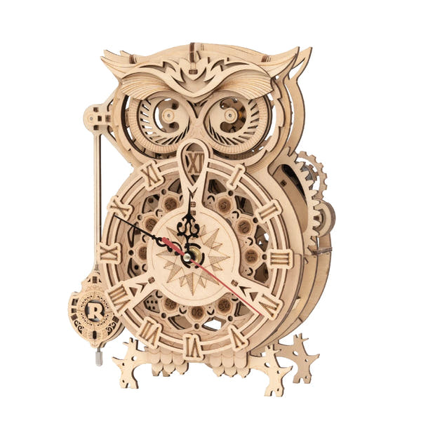 Horloge Hibou mécanique en bois à assembler