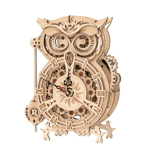 Horloge Hibou mécanique en bois à assembler