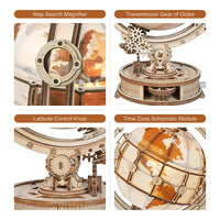 Globe lumineux en bois – Puzzle 3D