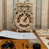 Horloge Hibou mécanique en bois à assembler