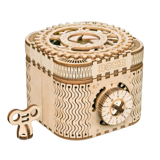Boîte à trésor mécanique – Puzzle 3D en bois