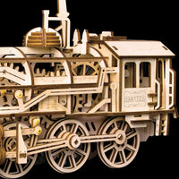 Locomotive mécanique en bois à assembler – Puzzle 3D