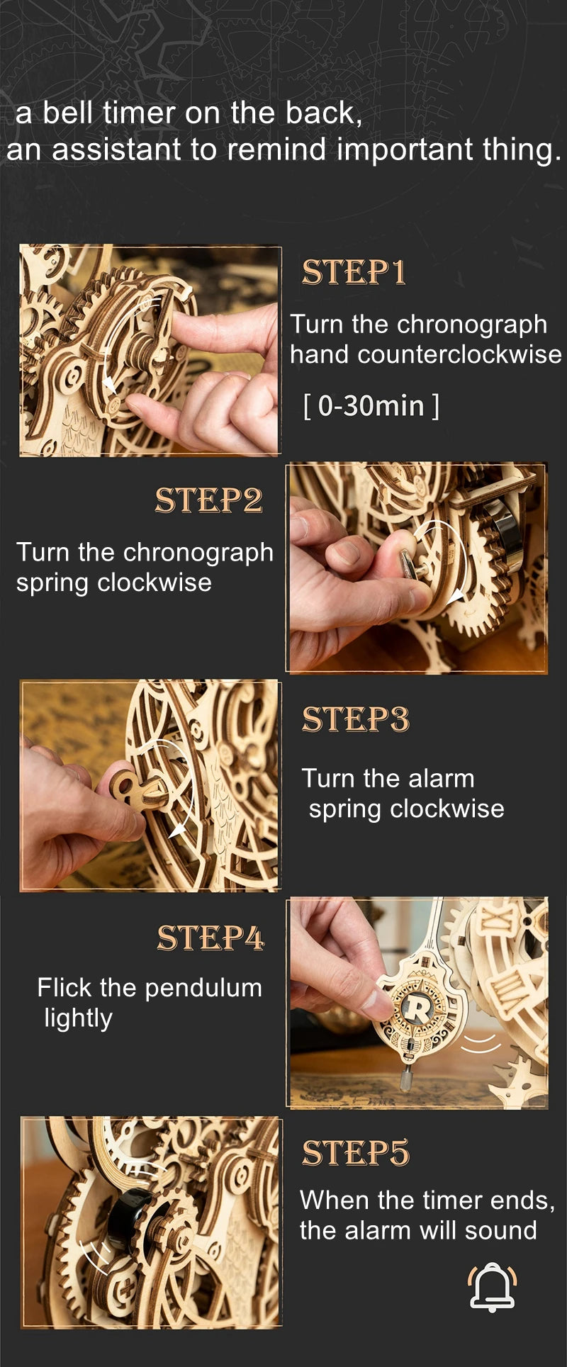 Horloge Hibou mécanique en bois à assembler