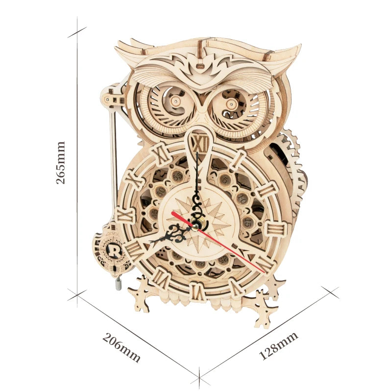 Horloge Hibou mécanique en bois à assembler