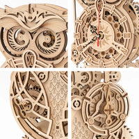 Horloge Hibou mécanique en bois à assembler