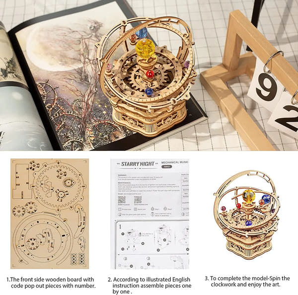 Boîte à musique mécanique – Puzzle 3D (Nuit étoilée)
