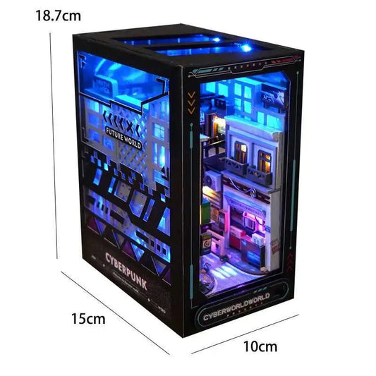 Book Nook Cyberpunk City – Diorama miniature LED en bois à assembler