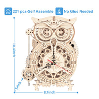 Horloge Hibou mécanique en bois à assembler