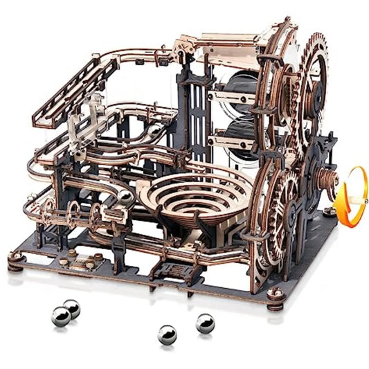 Circuit à billes mécanique en bois – Puzzle 3D (Night City)