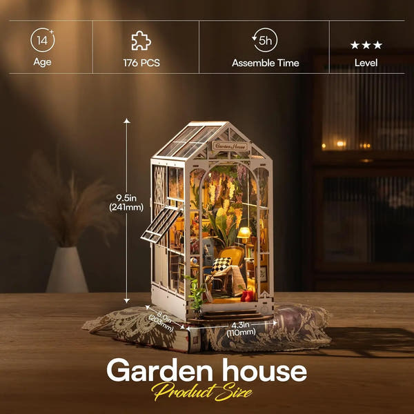 Book Nook Holiday Garden House – Diorama miniature LED TGB06