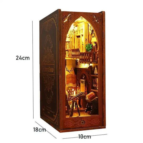 Book Nook Bibliothèque Enchantée – Diorama miniature LED en bois à assembler