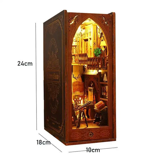 Book Nook Bibliothèque Enchantée – Diorama miniature LED en bois à assembler