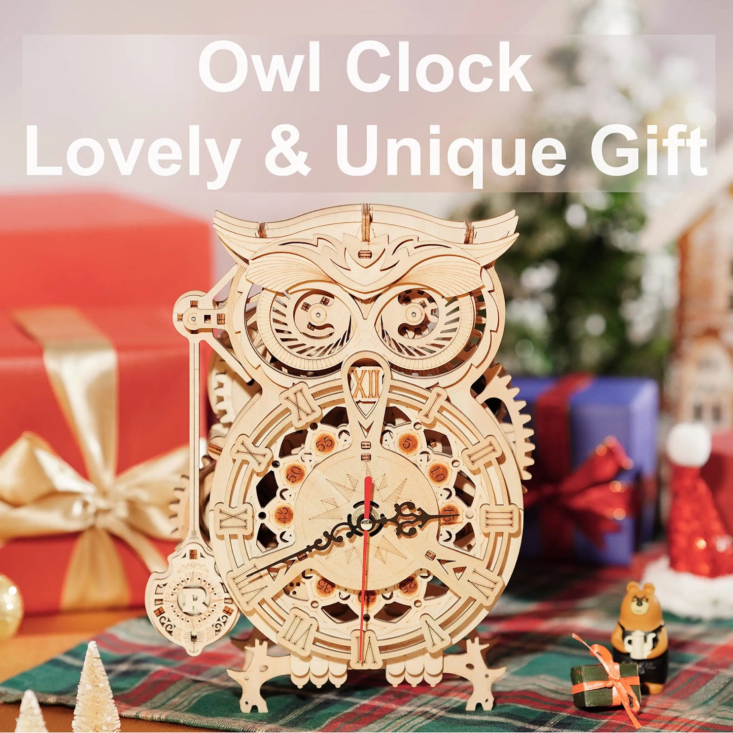 Horloge Hibou mécanique en bois à assembler