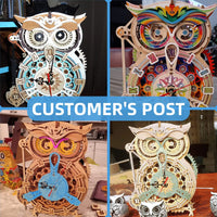 Horloge Hibou mécanique en bois à assembler
