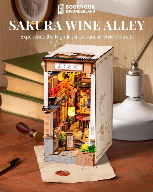 Book Nook Sakura Wine Alley – Diorama miniature LED TGB11