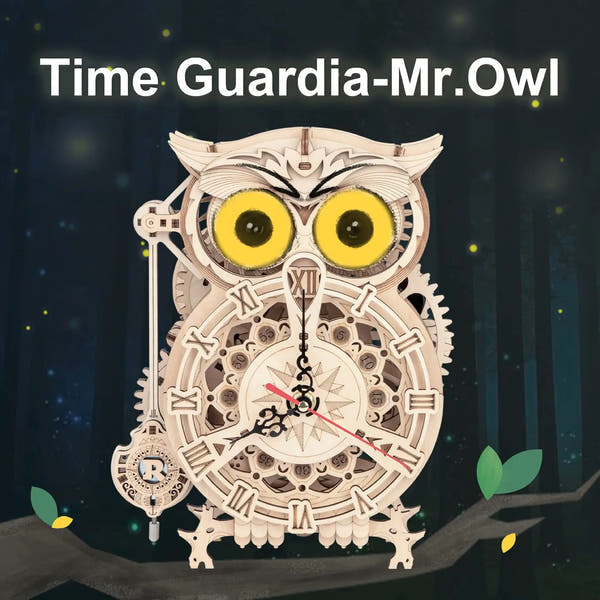 Horloge Hibou mécanique en bois à assembler