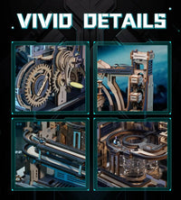 Circuit à billes mécanique en bois – Puzzle 3D (Night City)